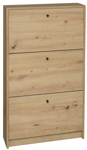 möbelando Schuhkipper >Flap< in asteiche, Holzwerkstoff - 60x104x16cm (BxHxT)