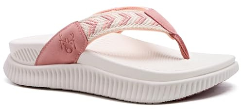 KuaiLu Tongs OrthopéDiques Femmes Semelles éPaisses Sandales Tongs DéTente Tissu D'éTé Enfiler Tapis Yoga RandonnéE Confortables Fasciite Plantaire Soutien VoûTe Plantaire Plage Blanc Rose 40