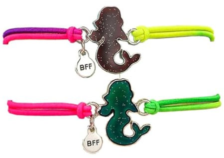 2 Meerjungfrau-Armbänder mit Stimmungsanhängern für Kinder, Regenbogenfarben, Geschenk für Geburtstage von Jungen und Mädchen.