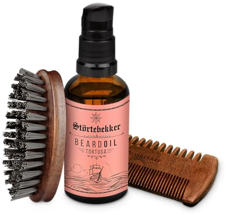 Störtebekker® Premium Bartpflege Set für Männer - inkl. Bartöl Tortuga, Bartkamm und Bartbürste - perfekt für die tägliche Bartpflege - hochwertige Geschenkidee für Herren - Made in Germany