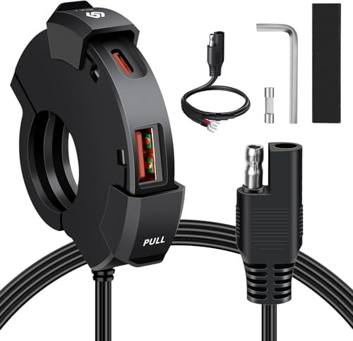 Motorrad USB Steckdose, 12V USB Steckdose Motorrad Wasserdicht 18W QC3.0 USB-A & 30W PD Type-C Quick Charge 12V Motorrad Ladegerät für 12V/24V Motorrad ATVs Wohnmobil