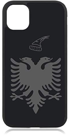 Kompatibel mit iPhone 15 PRO MAX Hülle, Albanien Fahne Matt Schwarz Handyhülle Silikon V2