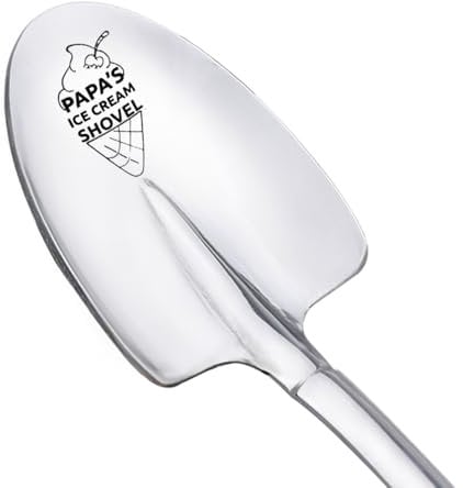Dad Papa Spoon Gift for Daddy Grandpa Birthday Christmas Gifts for Papa Dad Retirement Gift for Step Dad Ice Cream Lovers Gifts for Dad Fathers Day Presents for Grandad Ice Cream Shovel Spoon