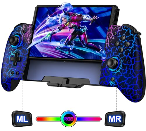 CoguyTech Switch Controller Wireless für Nintendo Switch/OLED, RGB Handheld Controller mit Turbo Programmierung und Einstellbarem Vibration, Einteilige Switch Joypad mit 1000 mAh