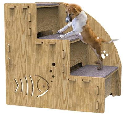 Scala Per Cani A 3 Gradini, Antiscivolo Per Animali Domestici, Per Divano E Letto, Rampa In Legno, Scaletta Portatile Per Gatti