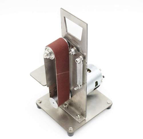 Lijadora de banda para carpintería con aleación de aluminio y motor de husillo para proyectos de bricolaje y una velocidad de correa de seiscientos metros por minuto, ideal para lijar y pulir