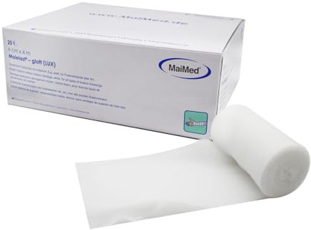 Maielast Mullbinden 6cm x 4m - 20 Stück Hochelastische medizinische Fixierbinde Latexfreies Verbandsmaterial 80% Dehnbar 4m Länge Besonders geeignet zur Befestigung von Wundauflagen (6cm x 4m)