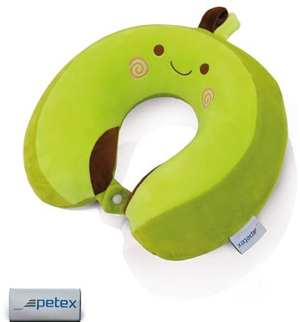 Petex Nackenhörnchen Nackenkissen Nackenstütze Reisekissen mit Memory Foam, ca. 32 x 30 cm, Kinder, Avocado