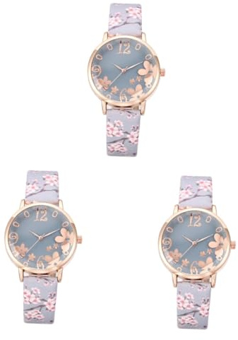 SOIMISS 3stücke Elegante Armbanduhr Mit Pflaumenblütenmuster Für Damen Modische Langlebige Und Praktische Uhr Für Schüler Und Freundinnen Für Alltag