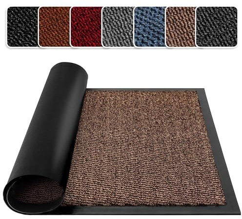 SG Traders Washable Door Mat - Non-Slip Rubber Backed Doormats Indoor & Outdoor - Highly Absorbent Door Mats, Floor Mat, Kitchen Mat, Perfect Dust Grabbing Doormats Dirt Trapper (60x80cm - Brown)