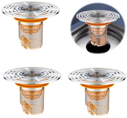 DINGFENG Geruchsverschluss Bodenablauf, Geruchsverschluss Dusche, 3 Stück Bodenablauf Kern Mit Gummiring, für Küchen Duschen Abfluss Dusche Lochdurchmesser 32–44 mm, Abfluss Gegen Geruch Geruchsstopp