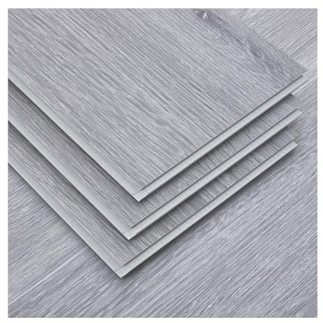 INMOZATA 20PCS Luxury SPC Vinyl Flooring Interlocking Floor Tiles with Built-in 2mm Thick Soundproofing Foam Natural Wood Grain Click Flooring Planks 91.5 X15.2X0.4CM(Light Grey)