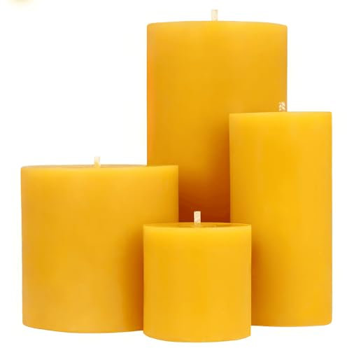 Danilovo Stumpenkerzen aus 100% Bienenwachs – Bienenwachskerzen in Premium-Qualität, Luxuriöses Accessoire für ein Gemütliches Zuhause (4er Pack)