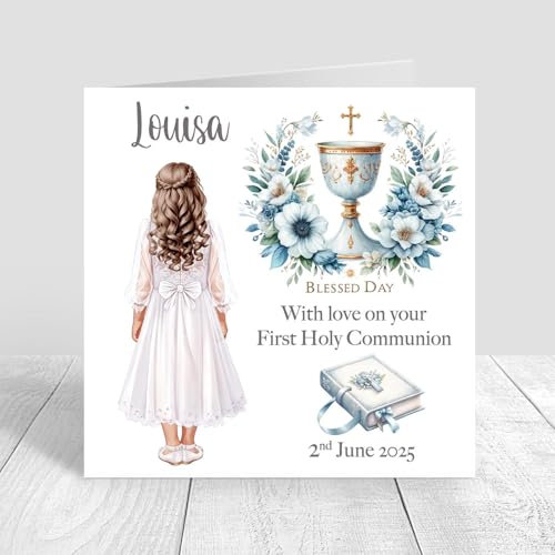 First Holy Communion Card Handmade Personalised for Girls Granddaughter Daughter Niece Sister Personalise Holy communion gift for girls 1466