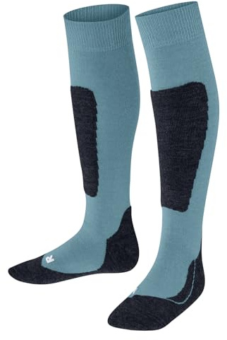 FALKE Unisex Kid's Active Ski K Kh Wool Warm Thick Socks, Blue Key Largo 6852, 12-2.5