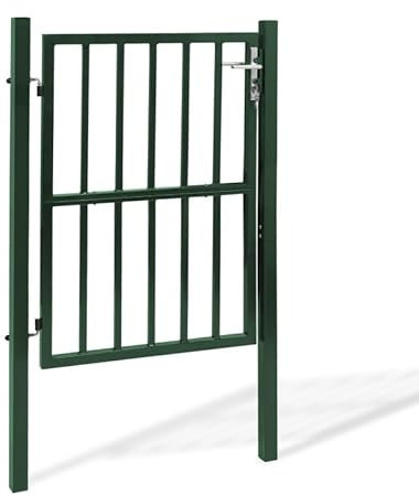 IDMarket - Portillon de Jardin barreaudé 105 x 125 cm en Acier Vert avec Serrure et poignée