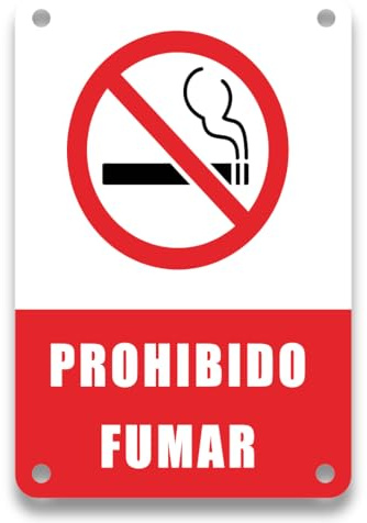 ITALMI Cartel Prohibido Fumar PVC Resistente (15x20 cm) y 4 Adhesivos Prohibido Fumar, Zona Libre Humo, Señal Normativa Espacio Sin Humo Para Interior y Exterior, Fácil de Colocar y Limpiar.