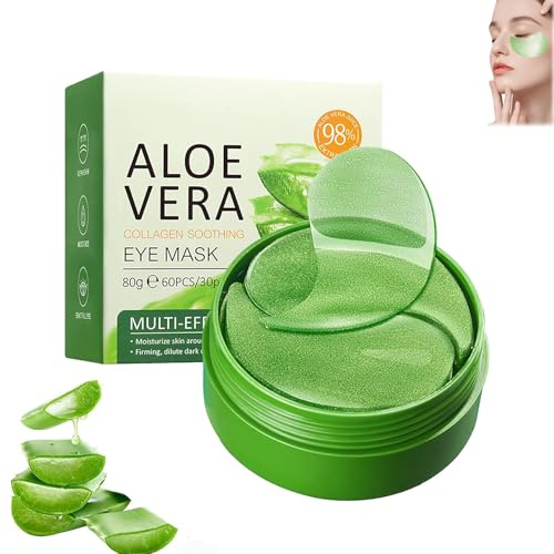 60 Pcs Patch Occhi,Patch Occhiaie e Borse,Aloe Vera Eye Mask,Collagene Patch Occhi, Rimuovi Borse, Riduce le Rughe e le Linee Sottili, Migliora e Rassoda la Pelle degli Occhi