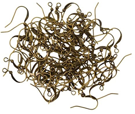 100 Pcs Antique Bronze Ear Hooks Brass Flat Fish Hooks Earring Findings Hypoallergenic Nickel Free Jewelry with Large Loop