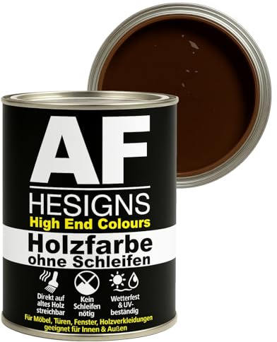 Alex Flittner Designs Peinture pour meubles sans ponçage marron noyer RAL8011 satiné 750 ml vernis pour meubles bois et métal pour intérieur et extérieur