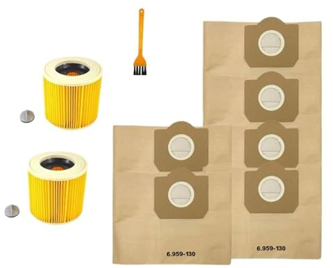 Compatibile con sacchetto antipolvere di ricambio e filtro Hepa Karcher - Adatto for aspirapolvere WD3 Premium, WD3200, WD3300, MV3, A2004, A2054(9pcs)