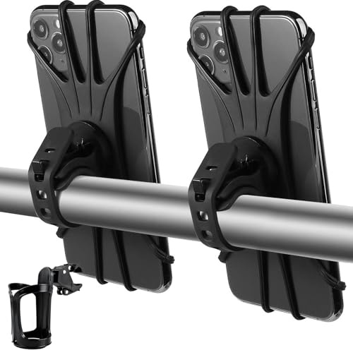 SzSFQ 2 Pcs Universal Phone Holder for Bike, 360° Rotate & Adjustable