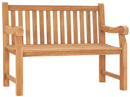 Teenpull Gartenbank 114 cm Massivholz Teakholz, wetterfest, für Garten Terrasse, robuste Parkbank, Außenbereich Sitzbank