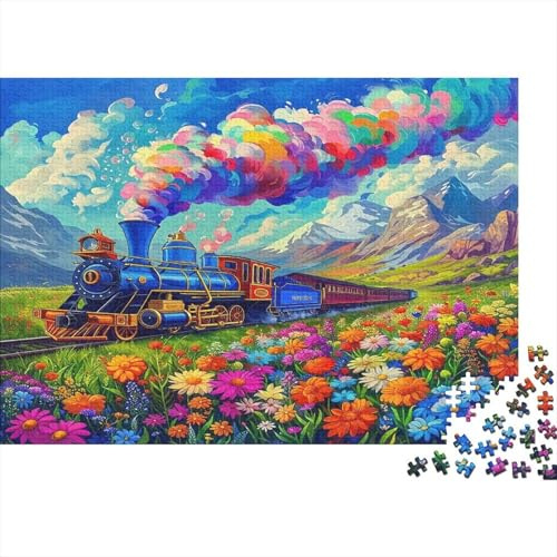 Für Familie 1000pcs Puzzle Zug Berg Blume Recyclingkarton