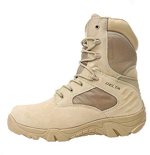 LiliChan Uomo Stivali Tattici Delta Zip Laterale Militare Lavoro 8 Pollici Esercito Scarpe (42, Sabbia)