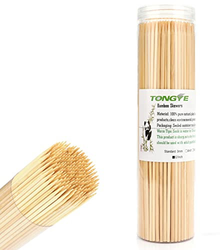 Natural Bamboo Skewers 12 Inch for Appetizer, Cocktail, Kabob, Chocolate Fountain, and Fruit. Premium Barbecue Tools - No Splits and Debris, Suitable for Kitchen, Party, Grilling. (200 PCS)