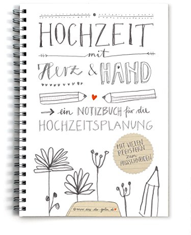 Eine der Guten Hochzeitsplaner, A5 Weddingplaner Notizbuch (kein Ratgeber) mit Registern zum selbst Ausschneiden, grau weiß beige