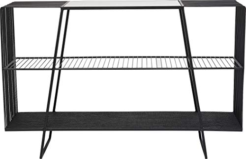 Kare Design Konsole Mesh Schwarz, Konsole, Regal, Stahlrahmen, Wohnzimmer, Regal für Bücher und Accessoires, 78x120x32 cm (H/B/T)