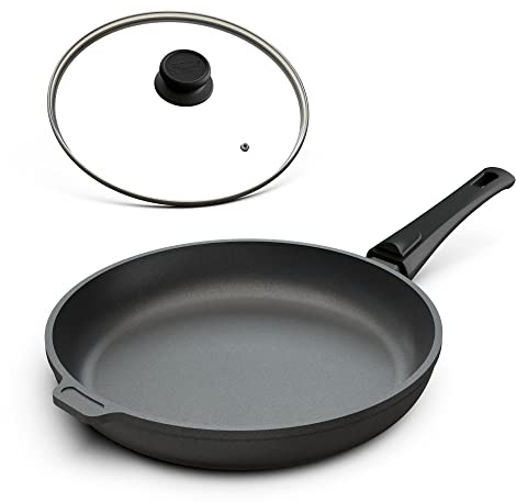 Hoffmann Kleine Profi Aluguss Bratpfanne 20 cm 4,5 cm Innenhöhe I Made in Germany I beschichtete Pfanne für Spiegeleier I Abnehmbarer Griff I Antihaftbeschichtet I Induktion