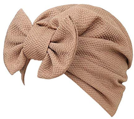 YiYi Operation Damen-Turban-Hut, dehnbar, Baumwolle, Schleife, Chemo-Mütze, Hijab, Kopfbedeckung, Khaki, Einheitsgröße