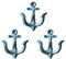 TentHome 3er-Set Maritime Dekoration Garderobe Antik Gusseisen Wandhaken Kleiderhaken Garderobenhaken Anker Doppelhaken Wandgarderobe Vintage Garten Haken,Antik Blau