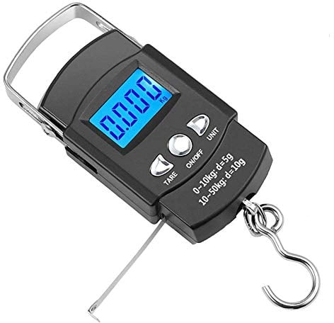 Lixada Taschenwaage Hintergrundbeleuchteter LCD-Bildschirm Waage Tragbare elektronische Waage Digitale Angelhaken-Waage Angelwaage mit Maßband Lineal Mini-Gepäckwaage zum Angeln Postküche