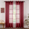 MIULEE Sheer Voile Vorhang mit Ösen Transparente Gardine Ösenvorhang Ösenschal Transparent Durchsichtig Luftig Dekoschal für Schlafzimmer Wohnzimmer 140x160 cm (B x H) 2er Set Rot