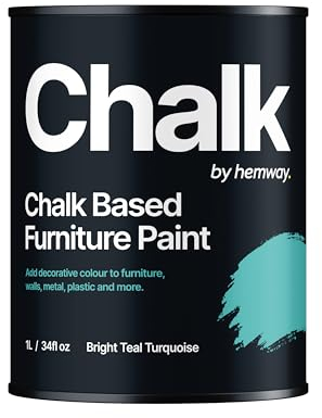 Hemway - Chalk Based Furniture Paint - Bright Teal Turquoise 1 L | Chalky Matt Shabby Chic Finish for Interior & Exterior Home Decor | Quick Dry & All-in-one