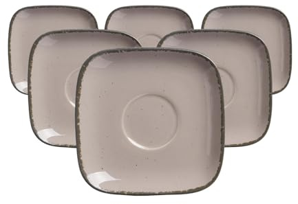 Ritzenhoff & Breker Espressountertassen-Set Casa 6-teilig, 10 x 10 cm, Mokkaunterteller im Vintage-Look, Mix & Match-Geschirr, Spülmaschinenfest & Mikrowellengeeignet, Porzellan, Nougat