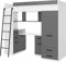 Hochbett mit Schreibtisch, Kleiderschrank und Stauraum – Jugendbett für Kinderzimmer (110x204 cm) – Kinderbett mit 90x200 cm Matratzengröße – Linke Leiter – SMYK (Weiß/Graphit)