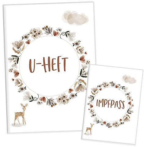 HIMMEL.HERZ.PAPIER® U-Heft-Hülle inkl. Impfpass Hülle - 3- teiliges Set - Hochwertige Hülle für Untersuchungsheft und Impfpass deines Kindes - Im Wald