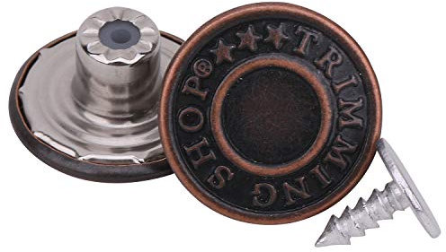 Trimming Shop Jeansknopf-Hammer auf 20 mm Messing-Klemmverschlüsse mit Aluminium-Nadel für die Reparatur von Kleidung, Jeans, Denims, Röcken, Jacken (Kupfer, 10 Stück)