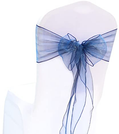 Anawakia 25 Stück Organza Stuhlschleifen Stuhl Band Schleife Organza Stuhl Band Stuhlschleifen Stuhl Schärpen für Hochzeit Bankett Geburtstagsfeier Dekoration (Navy blau)