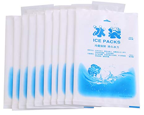 Ice Pack, 10pcs Reusable Ice Packs Gel Cooling Bags for Food Vegetable Wine Medical Industrial Use, Auto Water Absorption, Leakproof, Long Lasting Cold Pack (200ml)