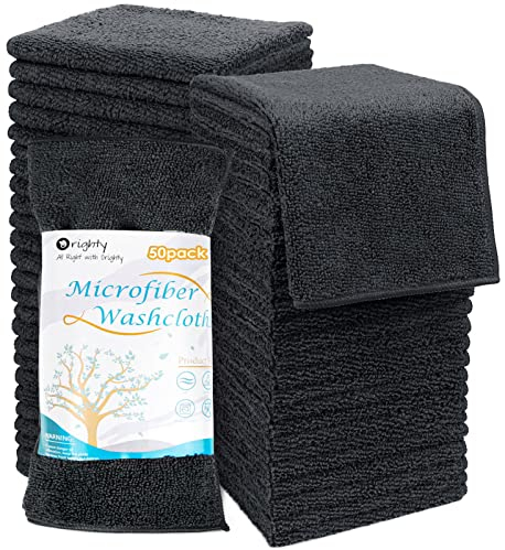 Orighty Ensemble de Serviettes en Microfibre Super absorbantes et Douces, Serviettes polyvalentes pour salles de Bains, hôtels, spas et salles de Sport, 30,5 x 30,5 cm, Noir