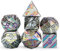 DNDND Regenbogen-Streifen-DND-Metallwürfel-Set, 7-teilig, Zinklegierung, D&D-Würfel-Set mit Geschenketui für Dungeons and Dragons D&D (Regenbogen)