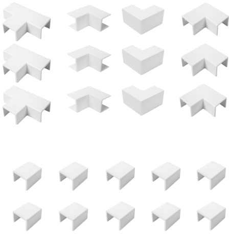 QCAB Verbindungsstücke Set für Kabelkanal 1,2 x 1,2 cm, 22-teilig