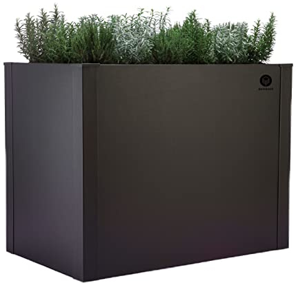 Design-Hochbeet aus Aluminium-Metall, 150x60 cm und 150x100 cm, 9 Farben, Made in Germany (Schwarz Patina, 150 x 100 x 77 cm)