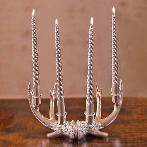 Marco Paul - Set di 4 candele bianche a forma di cono a lunga bruciatura, alte candele per chiesa, decorazioni natalizie, luci a lunga durata, per matrimoni, eventi feste, centrotavola metallico 25 cm