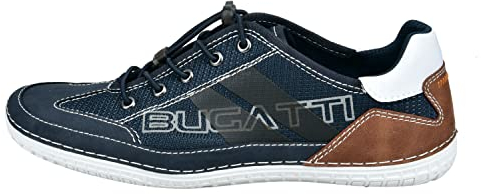 bugatti Herren Modischer Casual-sneaker mit Logo-details und Flexibler Sohle, Dunkelblau, 48 EU